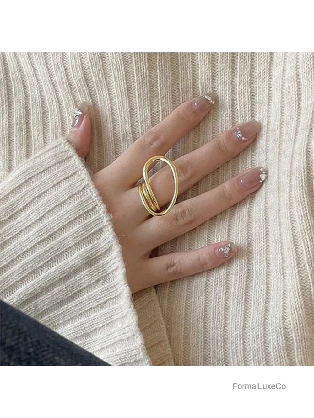 Irregular Statement Ring Open Wrap Band Adjustable Size 7-10 Hypoallergenic